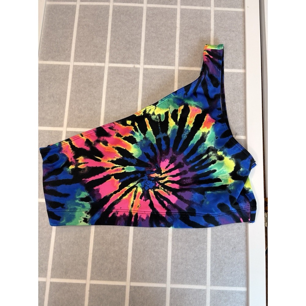 PINK SPORT Active One Shoulder Sports Bra Gym Top Workout Wear Tie dye Sz Medium